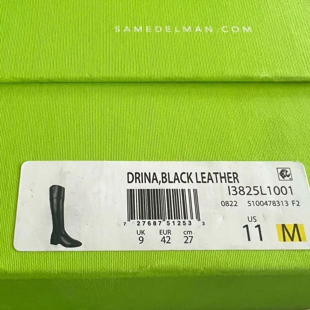 Sam Edelman Drina Leather Riding Knee-High Boots, Black, New, Size 11M